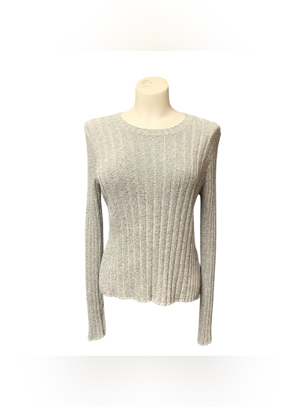 Calvin Klein Jeans Light Gray Ribbed Crewneck Sweater Size L